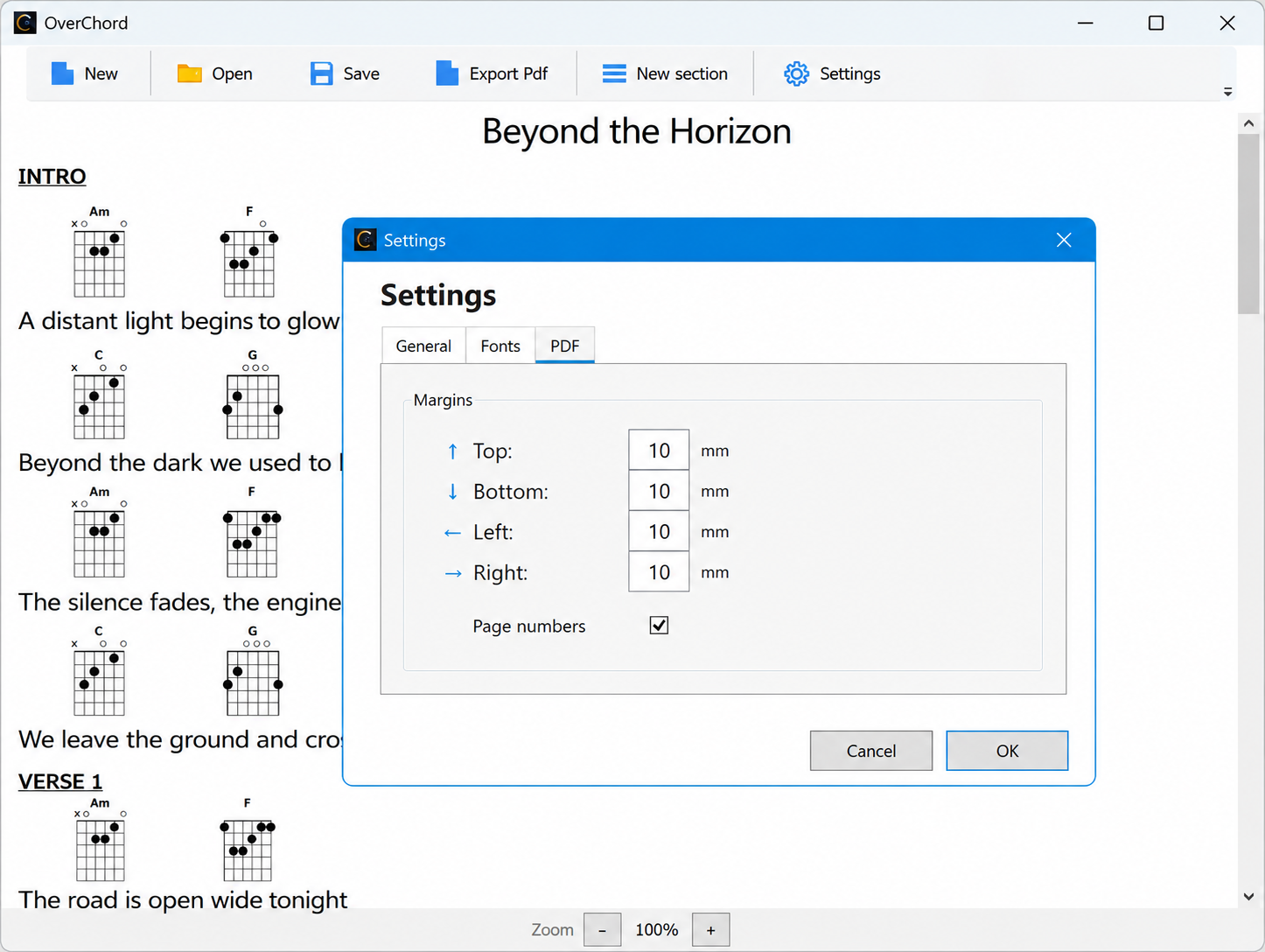 OverChord settings